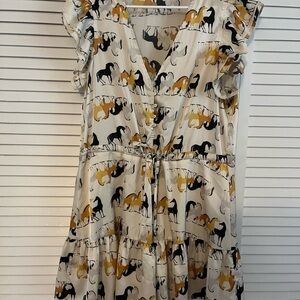 Entro White and Black Horse Print Dress